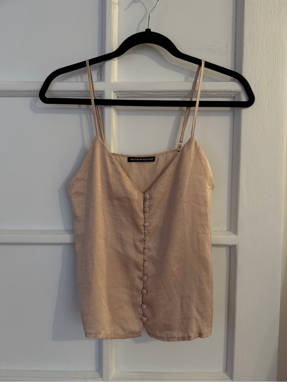 Brandy Melville Dusty Rose Button-Front Satin Cami